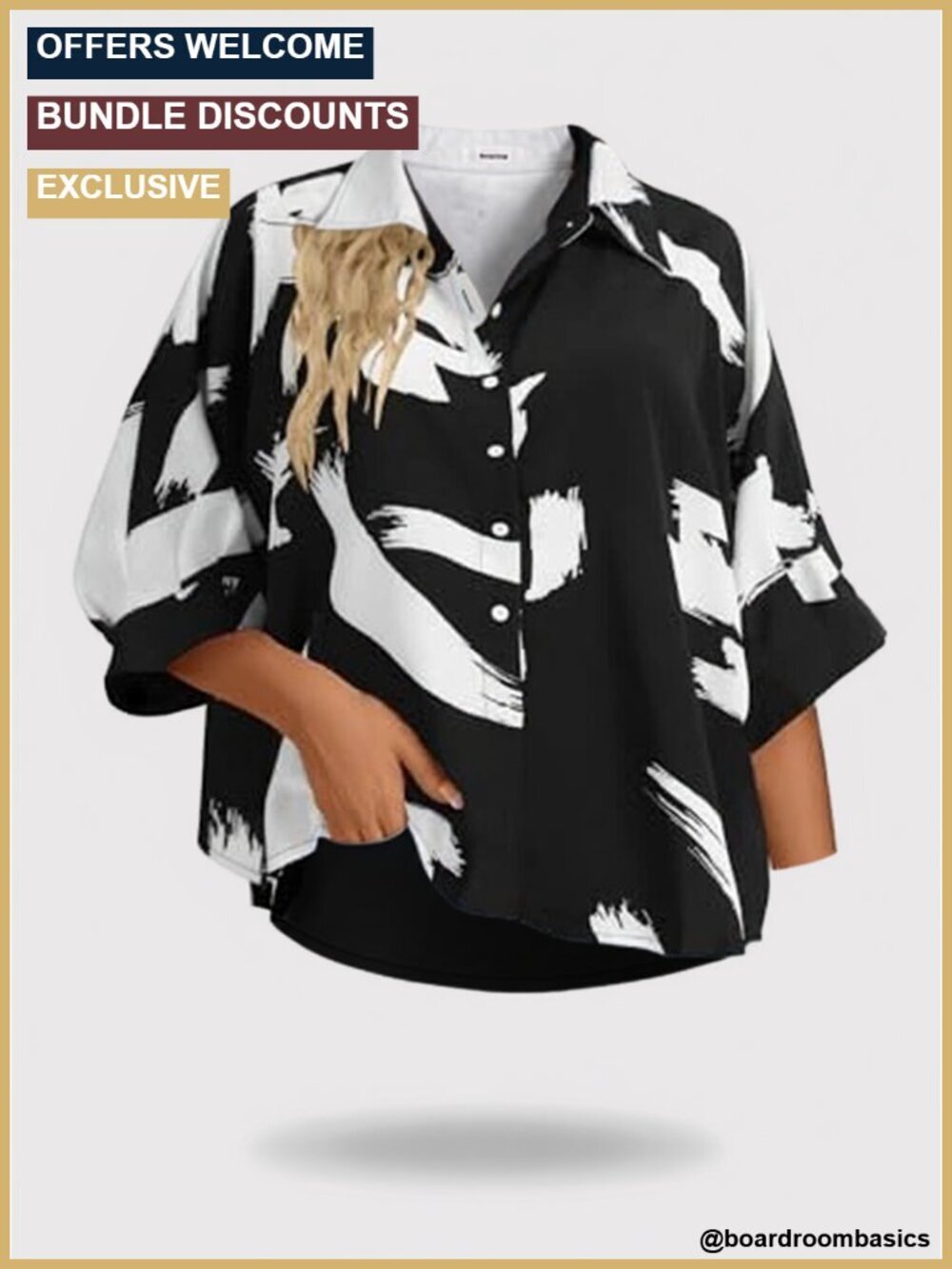 Casual Stripe Button Down V Neck Half Sleeve Blouse Top